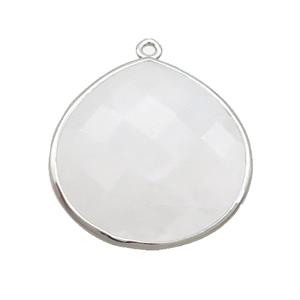White Crystal Quartz Teardrop Pendant Platinum Plated, approx 25mm