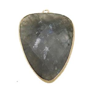 Natural Labradorite Arrowhead Pendant Gold Plated, approx 24-33mm