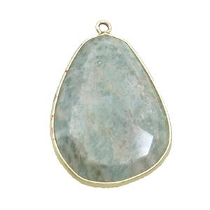 Green Amazonite Teardrop Pendant Gold Plated, approx 22-33mm
