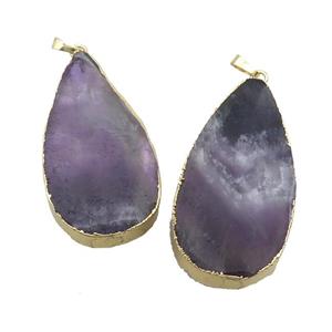 Natural Purple Amethyst Teardrop Pendant Gold Plated, approx 28-55mm