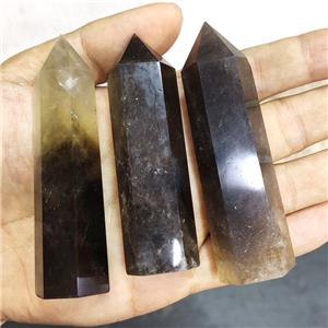 Smoky Quartz Tower Undrilled Treated, approx 20-90mm
