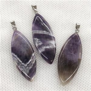 Natural Dogtooth Amethyst Leaf Pendant Purple, approx 20-50mm