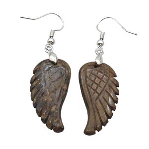 Natural Bronzite Angel Wings Hook Earring, approx 15-30mm