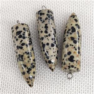 Natural Black Dalmatian Jasper Bullet Pendant, approx 10-40mm