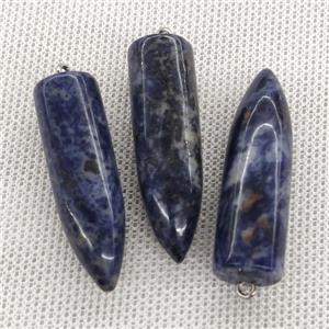 Natural Blue Sodalite Bullet Pendant, approx 10-40mm