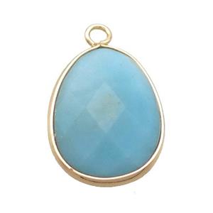 Blue Amazonite Teardrop Pendant Gold Plated, approx 17-23mm