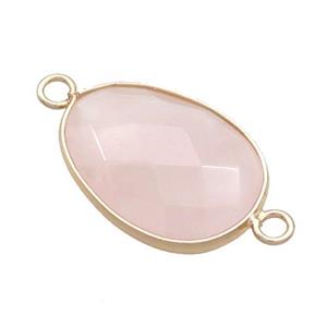 Pink Rose Quartz Teardrop Connector Gold Plated, approx 17-23mm