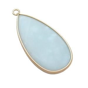 Blue Amazonite Teardrop Pendant Gold Plated, approx 20-40mm