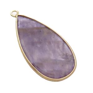 Purple Amethyst Teardrop Pendant Gold Plated, approx 20-40mm