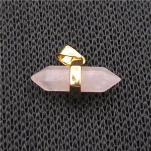 Pink Rose Quartz Bullet Pendant Gold Plated, approx 4-16mm
