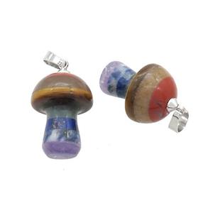 Gemstone Chakra Mushroom Pendant Yoga Multicolor, approx 15-20mm