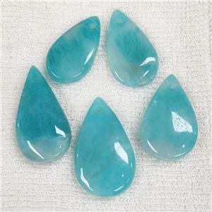 Natural Blue Amazonite Pendant Teardrop, approx 15-35mm