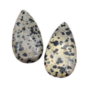 Natural Black Dalmatian Jasper Teardrop Pendant, approx 20-40mm
