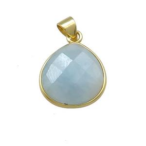 Natural Blue Aquamarine Teardrop Pendant Gold Plated, approx 15mm