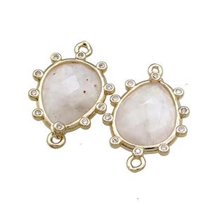 White Moonstone Teardrop Connector Gold Plated, approx 15-17mm