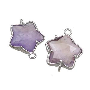 Amethyst Flower Connector Lt.purple Platinum Plated, approx 17mm