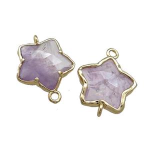 Amethyst Flower Connector Lt.purple Gold Plated, approx 17mm