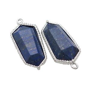 Natural Lapis Lazuli Prism Pendant Platinum Plated, approx 14-25mm