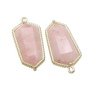 Pink Rose Quartz Prism Pendant Gold Plated, approx 14-25mm