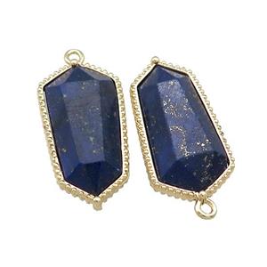 Natural Blue Lapis Lazuli Prism Pendant Gold Plated, approx 14-25mm