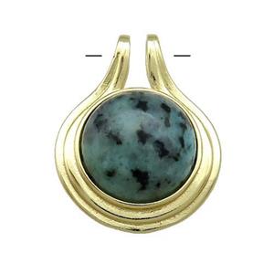 African Turquoise Pendant Half Round Circle Gold Plated, approx 22mm