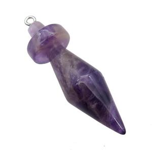 Natural Purple Amethyst Pendulum Pendant, approx 13.5-45mm