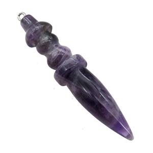 Natural Purple Amethyst Pendulum Pendant, approx 14-65mm