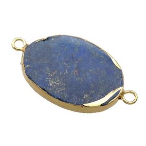 Blue Lapis Lazuli Oval Connector Flat Gold Plated, approx 20-35mm