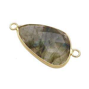 Natural Labradorite Triangle Connector Faceted Gold Plated, approx 20-30mm
