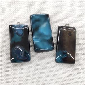 Natural Agate Rectangle Pendant Blue Dye, approx 20-40mm