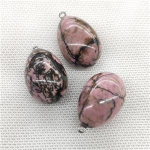 Natural Chinese Rhodonite Egg Pendant Pink, approx 20-30mm