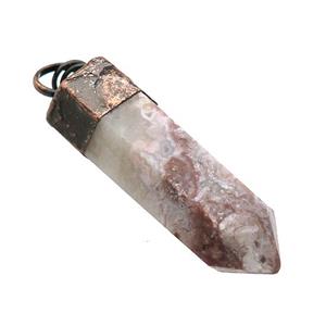 Natural Crazy Agate Bullet Pendant Antique Red, approx 16-40mm