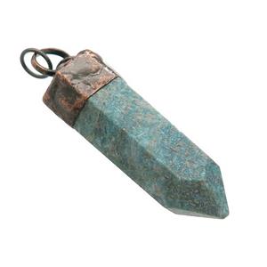 Natural Green Amazonite Bullet Pendant Antique Red, approx 16-40mm