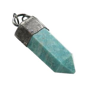 Natural Green Amazonite Bullet Pendant Antique Black, approx 16-40mm