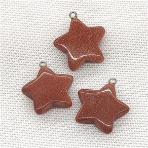 Gold Sandstone Star Pendant, approx 24mm
