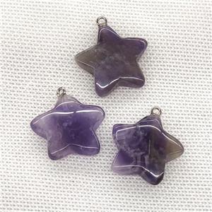 Natural Purple Amethyst Star Pendant, approx 24mm