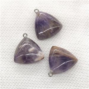 Natural Purple Amethyst Triangle Pendant, approx 25mm