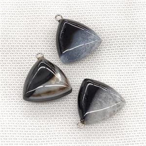 Natural Agate Triangle Pendant Black, approx 25mm