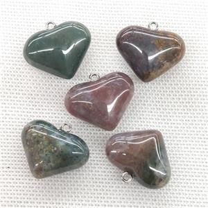 Natural Indian Agate Heart Pendant, approx 20-25mm
