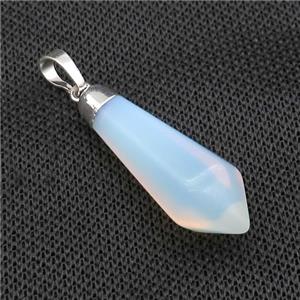 White Opalite Pendulum Pendant Silver Plated, approx 13-35mm