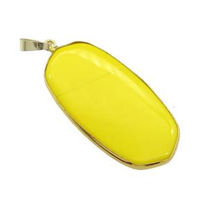 Howlite Oval Pendant Yellow Dye Gold Plated, approx 25-45mm