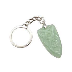 Natural Green Aventurine Pendant Bullet Sailors Knot With Copper Keychain Platinum Plated, approx 20-35mm, 25mm
