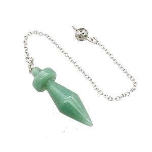 Green Aventurine Dowsing Pendulum Pendant With Chain Platinum Plated, approx 13-45mm, 16cm length