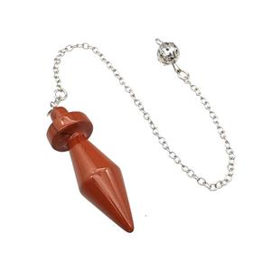 Natural Red Jasper Dowsing Pendulum Pendant With Chain Platinum Plated, approx 13-45mm, 16cm length