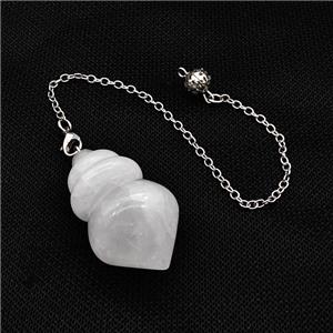 Natural Clear Quartz Dowsing Pendulum Pendant With Chain Platinum Plated, approx 25-42mm, 16cm length