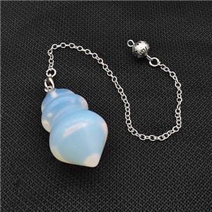White Opalite Dowsing Pendulum Pendant With Chain Platinum Plated, approx 25-42mm, 16cm length