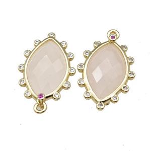 Natural Pink Rose Quartz Eye Pendant Gold Plated, approx 14-20mm