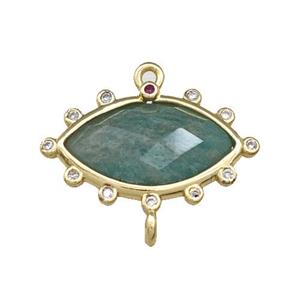 Natural Green Amazonite Eye Connector Gold Plated, approx 14-20mm