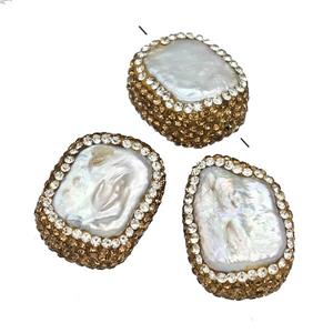Baroque Style Pearl Beads Pave Rhinestone Freeform, approx 16-20mm