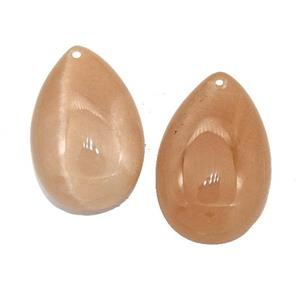 Natural Peach Moonstone Teardrop Pendant Flat Backing, approx 18-30mm